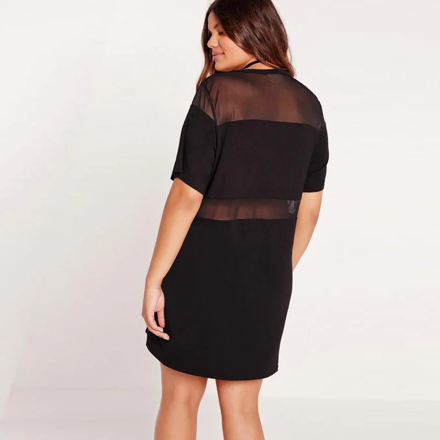 Сетчатое лоскутное платье Darcydebie 7XL 6XL 5XL лето 2018 свободное стильное с коротким