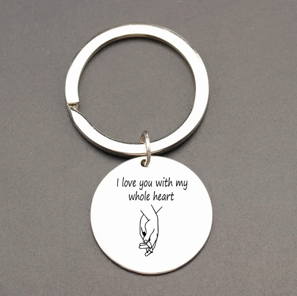 С гравировкой Я люблю тебя и цепочками для ключей с сердцем ручная работа сумка