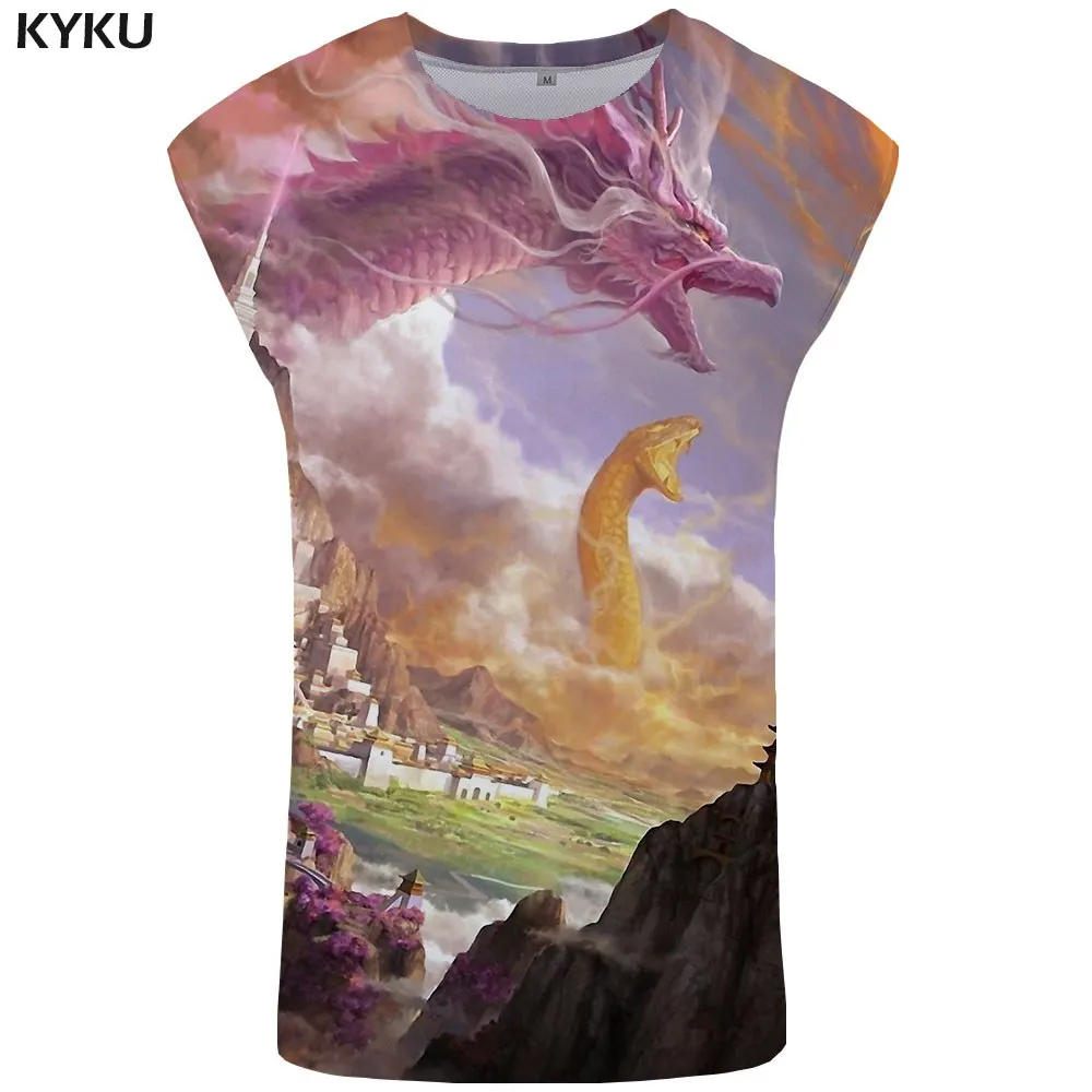 Tank Top 08 KYKU бренд Dragon Tank Топ для мужчин животное Singlet Dragon Ball Z жилет молния для мужчин s Бодибилдинг война Стрингер мужская майка - Цвет: Tank Top 08
