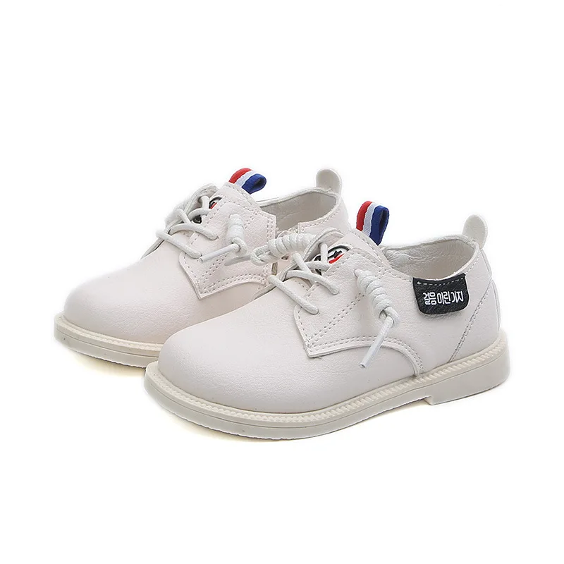 2019 New black boy's&ampgirl's leather rubber bottom shoes Unisex English style children's soft in winter | Детская одежда