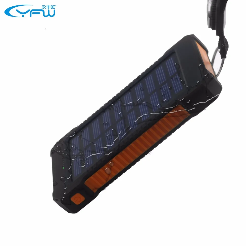 YFW 2016 водостойкий солнечный power Bank 10000 мАч Dual USB портативное солнечное зарядное