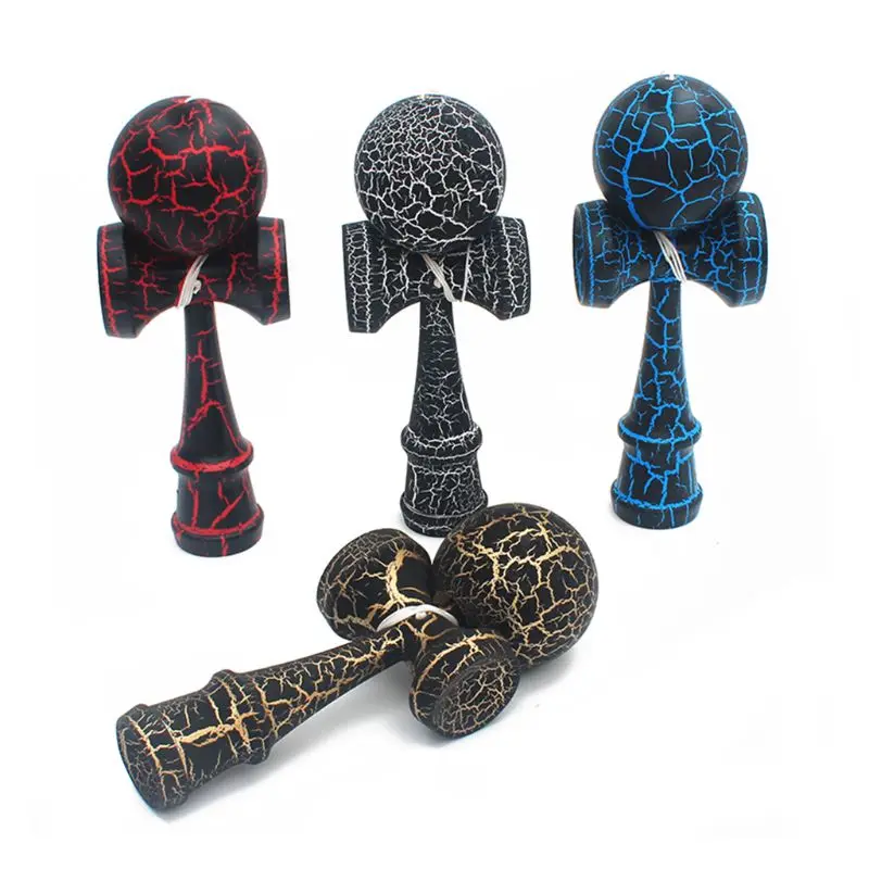 Деревянные красочные трещины поверхность бука Kendama шары баланс мастерство игрушки для детей и взрослых на открытом воздухе производительность деятельности снятие стресса Спорт
