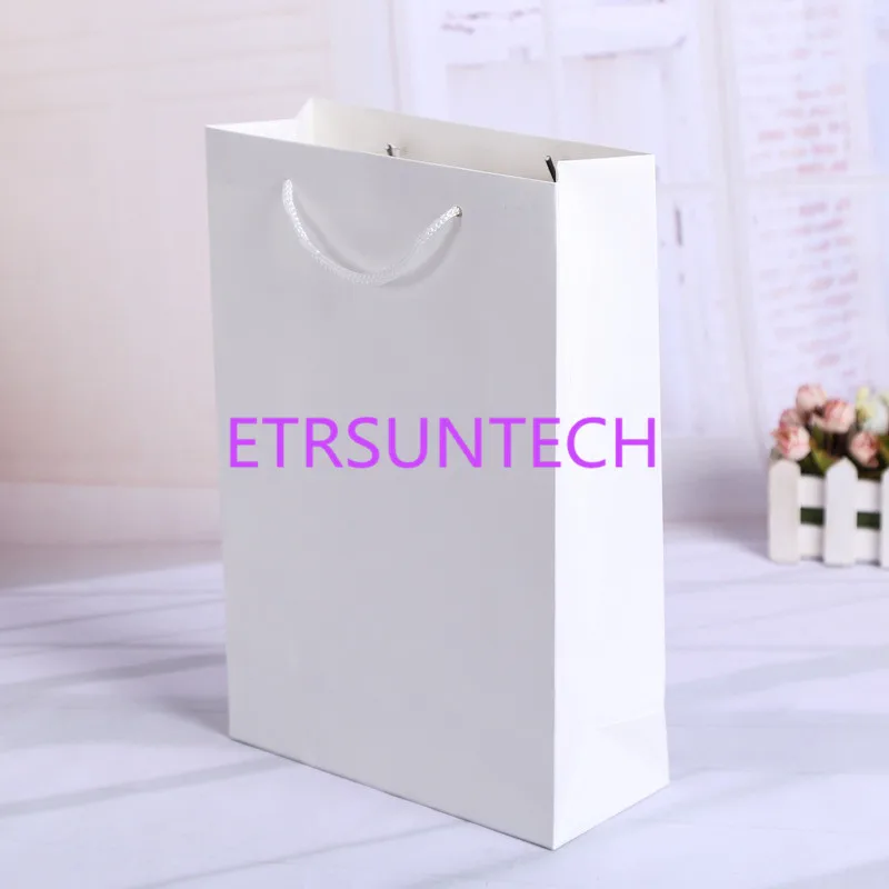 100 шт./лот белый/черный пакет из крафт бумаги с ручкой бумажные подарочные пакеты