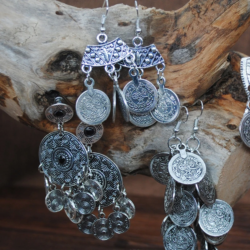 Yumfeel богемный Винтаж Серебряные серьги металлические монеты Для женщин Jewelry
