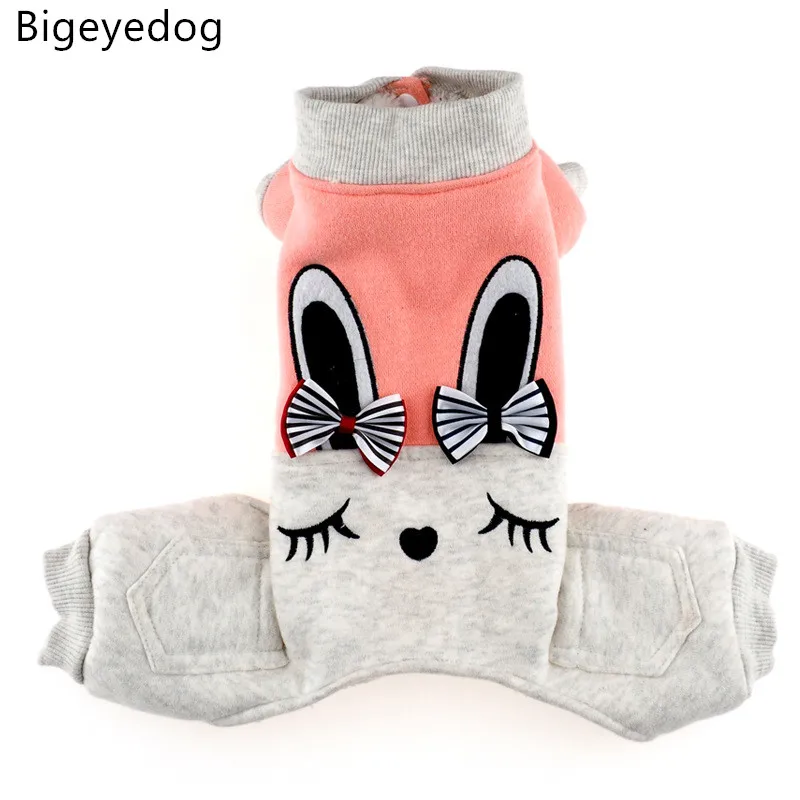 Bigeyedog собачья одежда зимняя Милая с рисунком кролика Одежда для питомцев