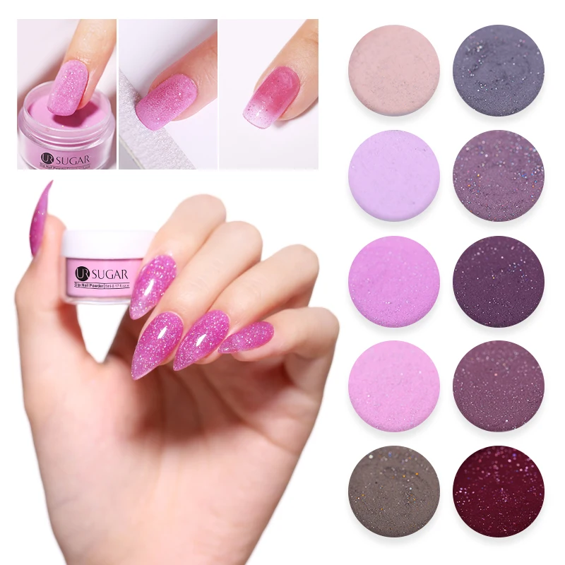 UR SUGAR 5pcs Dipping Nail Glitter Powder Kits Without Lamp Cure Dip System French Manicure with Base Activator Liquid Gel Set