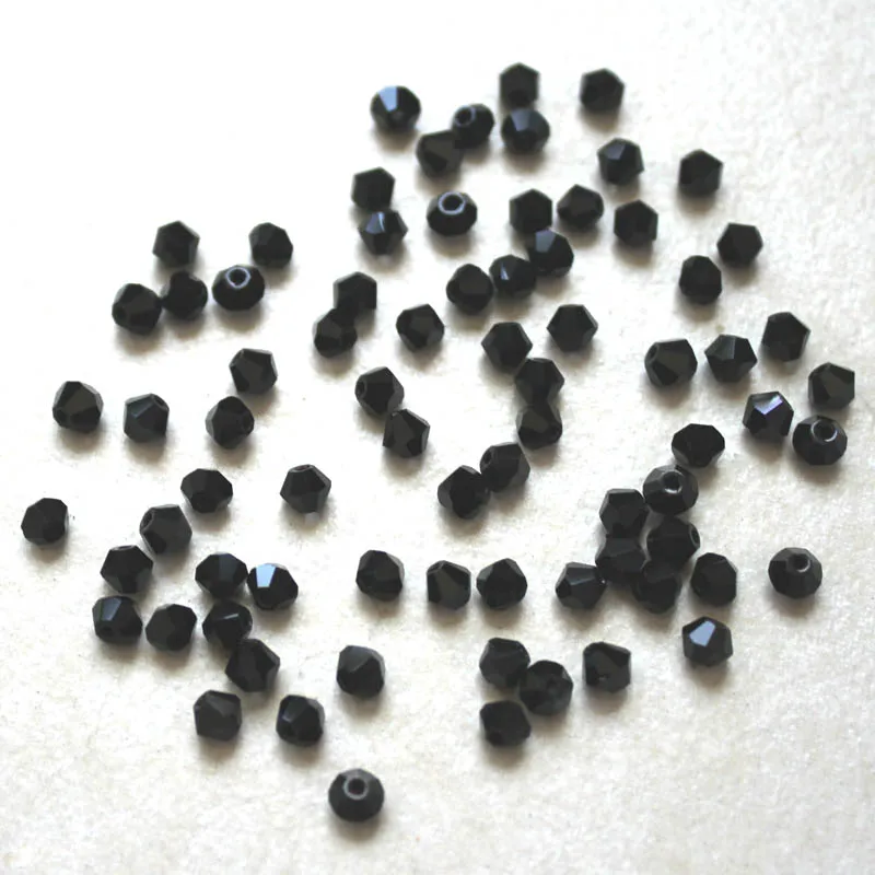 TianBo 100pcs 4mm Austrian Black Bicone Crystal Beads for Jewelry Making DIY Accessories Women Charm Faceted Spacer Glass | Украшения и