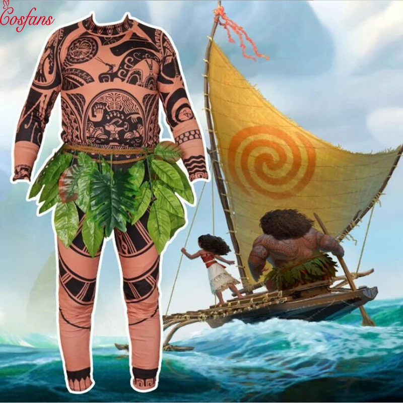 Футболка/штаны с татуировкой Моана Maui костюм для косплея взрослых и | Отзывы и видеообзор