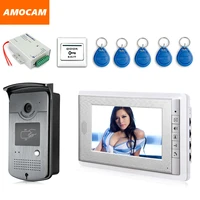 7 screen video door phone doorbell system night vision camera power supply door exit id keyfobs video intercom for home villa