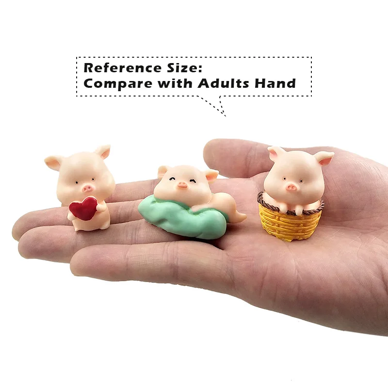 Мини Милая Статуэтка поросенка из смолы модель животного мох микро пейзаж