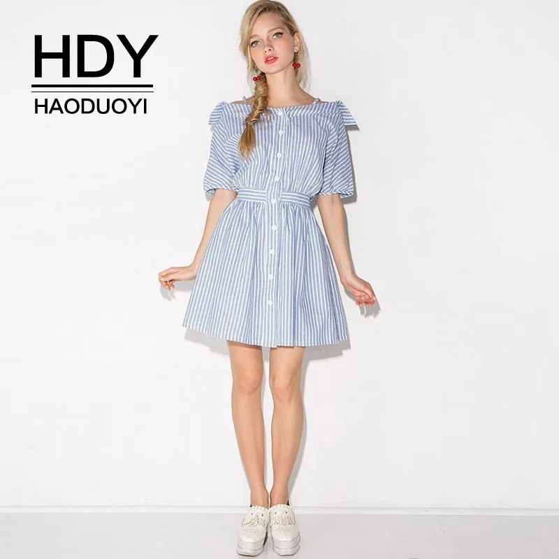 Женское платье-рубашка HDY Haoduoyi простое ТРАПЕЦИЕВИДНОЕ мини-платье с открытыми
