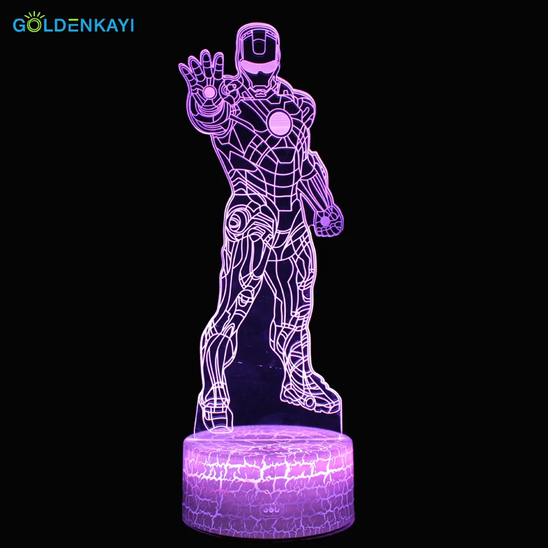 GOLDENKAYI 3D Железный человек LED оригинальность ночные светильники атмосфера