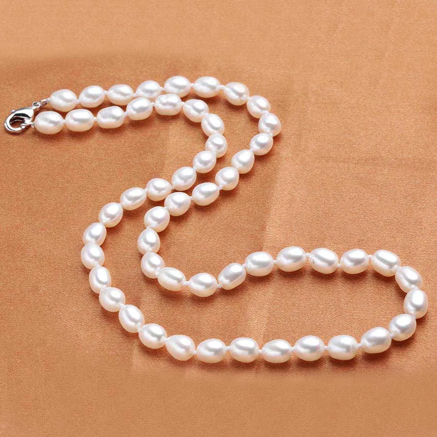 1 piece Necklace Натуральный пресноводный жемчуг, ювелирный набор для женщин, элегантное серебро 925, серьги, кольца, ожерелье, браслет, 4 шт. наборы для свадьбы - Цвет камня: 1 piece Necklace