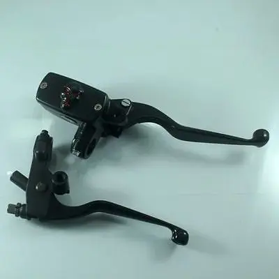 

Black 1"25mm Handlebar Control Reservoir Brake Skull Clutch Levers Motorbike Chopper Cruiser Cafe Racer Bobber ATV