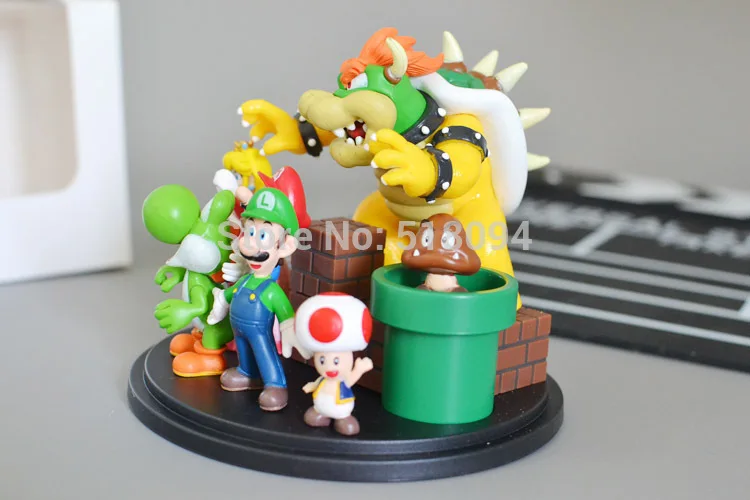 Super Mario Bros Bowser Princess Peach Yoshi Luigi Toad Goomba PVC Action Figure model Toy Free Shipping|toy chick|model toy carsmodel bicycle |
