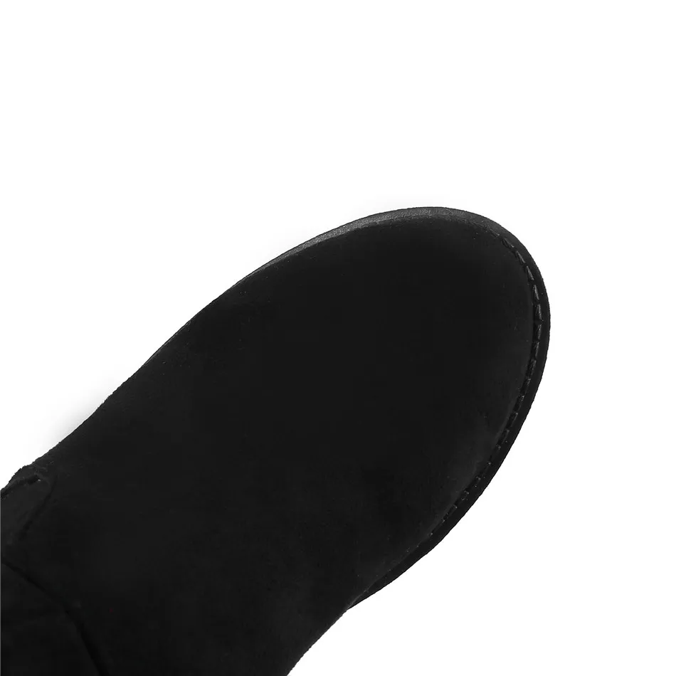 Odetina/пикантные Женские Сапоги выше колена из искусственной замши высокие сапоги до бедра на шнуровке на низком массивном каблуке зимняя теплая обувь, большой размер 43