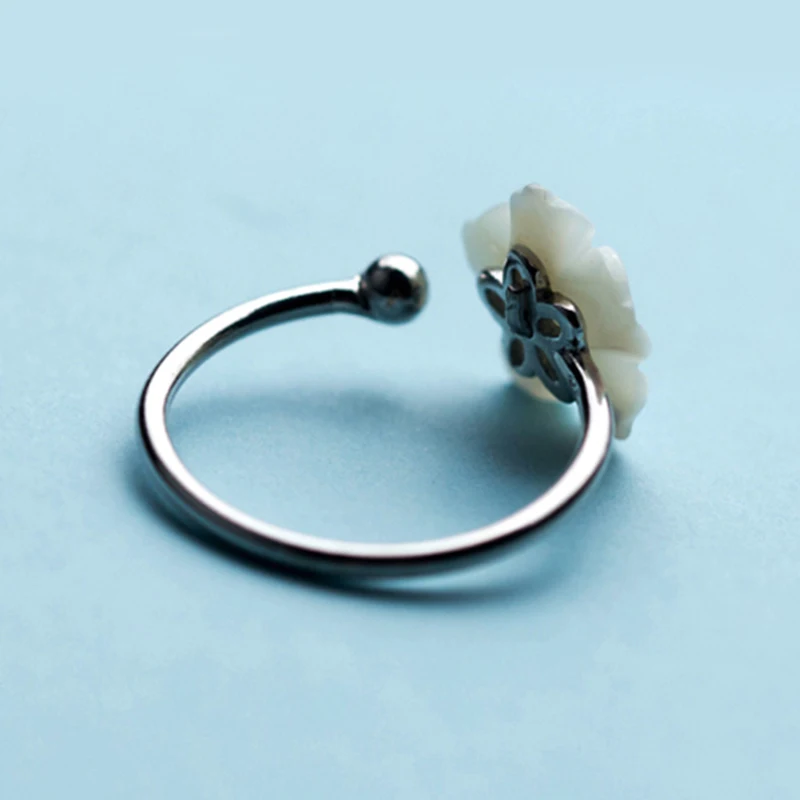 Нежный Циркон Кристалл листьев Shell цветок Регулируемые кольца для Для женщин