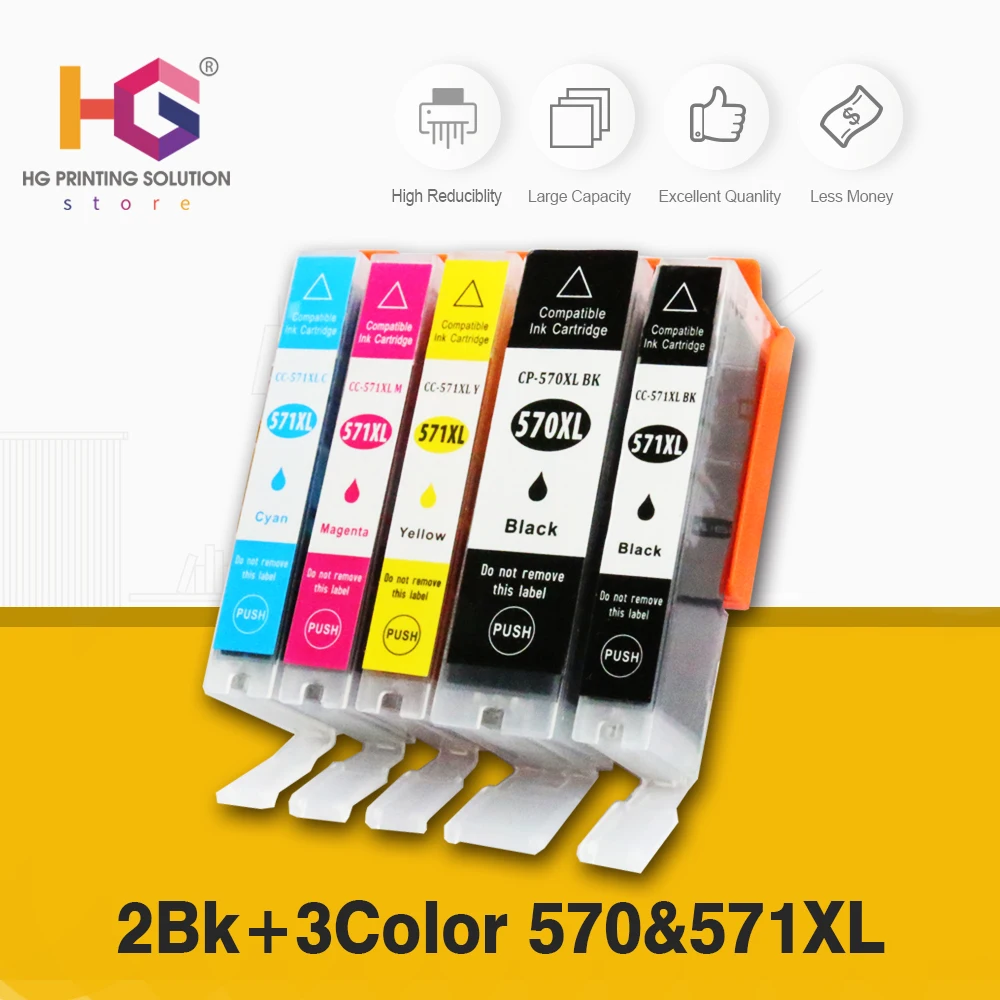 1PGBK 1BK 1C 1M 1Y Чернильный картридж для Canon MG5751 MG5752 MG5753 MG 5750 5751 5752 5753 чернильный картридж для принтера PIxma 5 цветов чернильный картридж PGI570 - Цвет: 1PGBK 1BK 1C 1M 1Y