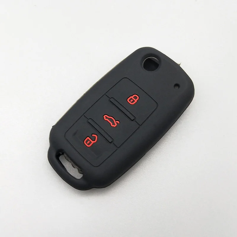 black For Volkswagen Bora POLO GOLF Passat Car Key New Silicone Cover Case Shell 3 Button Remote Key protector Car Key Styling - Название цвета: black