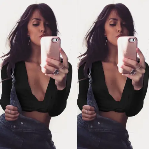 Новинка 2017 года пикантные Для женщин Глубокий V Средства ухода за кожей Шеи Cami Crop