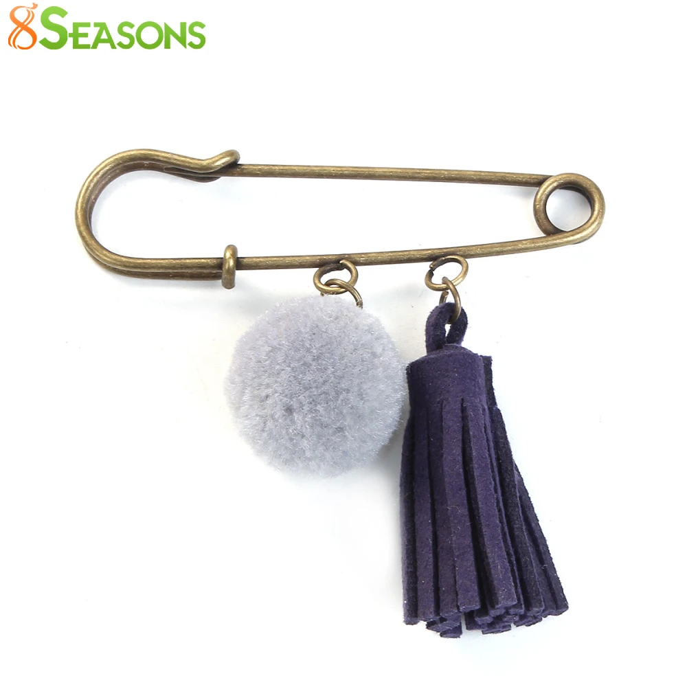 8 сезонов цинковый сплав булавки броши искусственная замша кисточка помпон шар