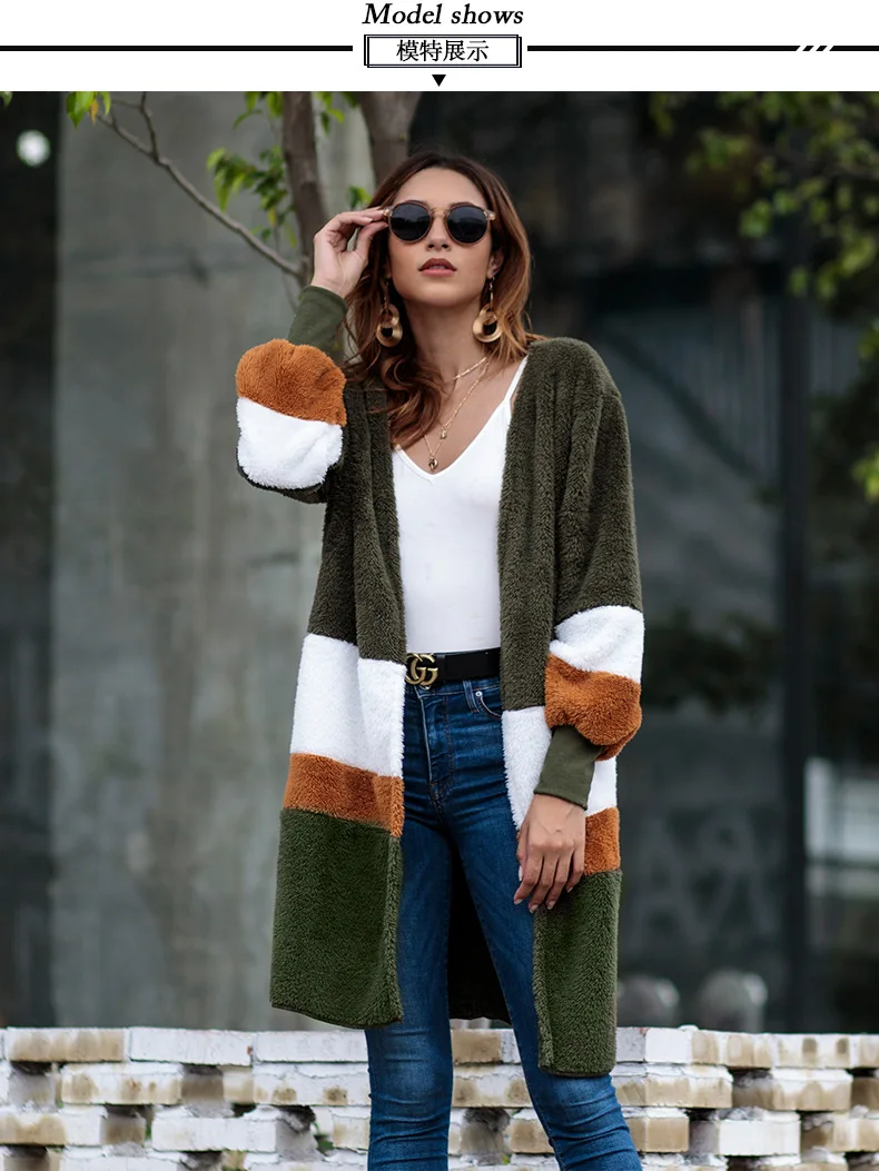 Autumn Winter Women's Warm Sweater Mid-length Cardigan Plush Jacket Women Loose Big yards joker Long Sweaters coat |