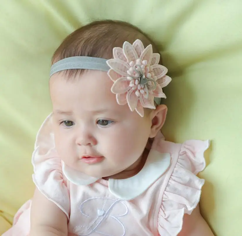 Новинка Детская повязка на голову с цветами эластичные кружевные повязки для