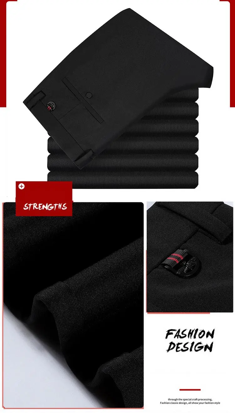 Сезон: весна-лето мужские деловые брюки Slim fit прямые стрейч для мужчин мотобрюки молния повседневное черные брюки Pantalones Hombres