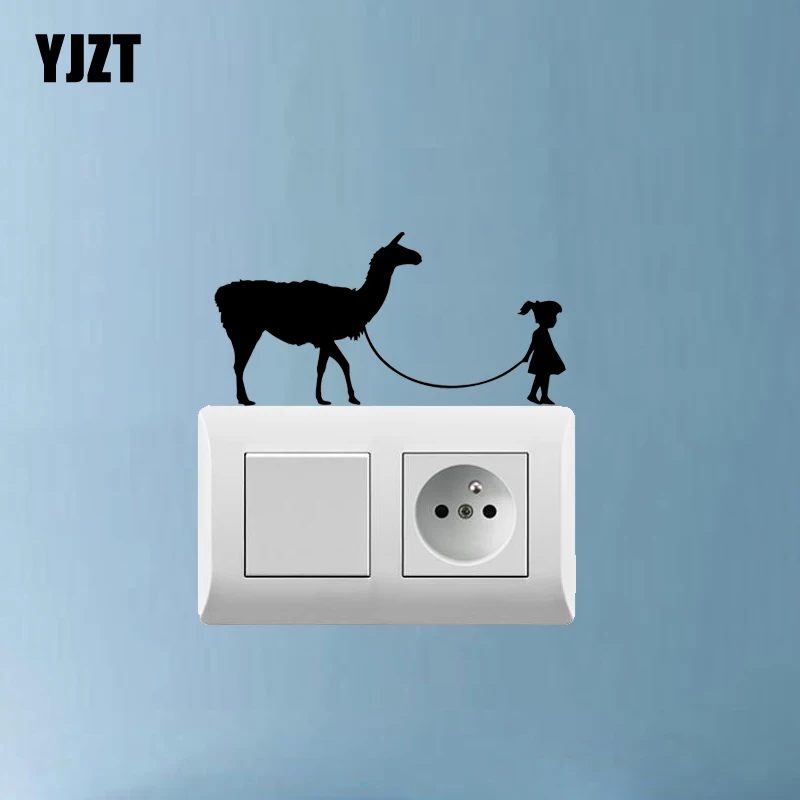 GIRL WALKING A LLAMA Creative Light Switch Sticker Decor Wall Decal Art Living Room Vinyl 7SS0528 | Дом и сад