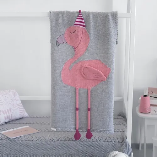 Вязаные одеяла Ins для новорожденных скандинавские Фламинго пеленка детской