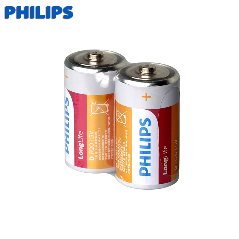 2 шт. philips D UM1 R20P 1 5 V цинковые Углеродные батареи однократное использование для