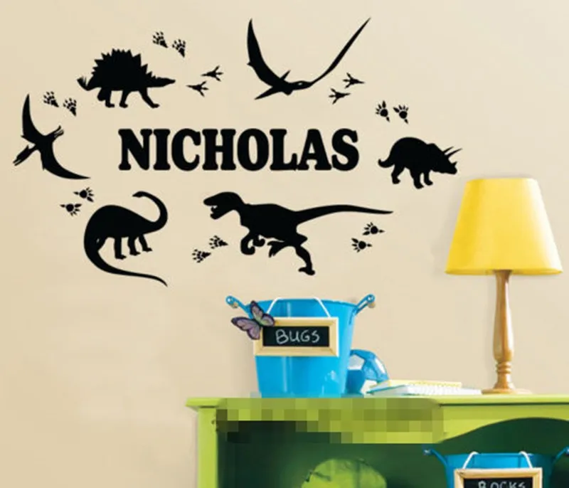 Крутая на заказ Персонализированная именная динозавр отпечаток ноги Настенная