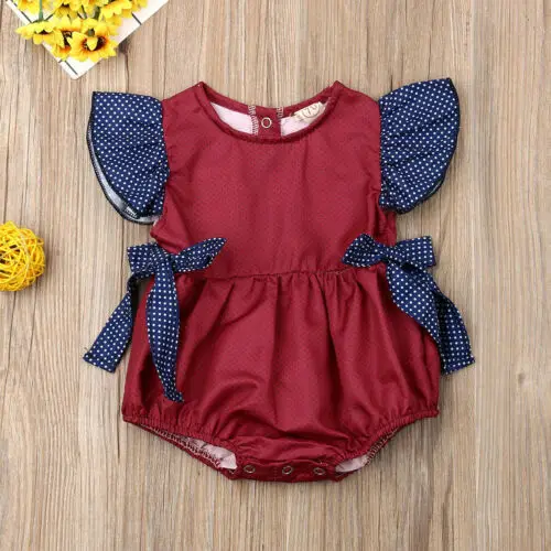 Летний комбинезон в горошек для маленьких девочек боди одежда Sunsuit | Мать и