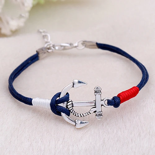 Women's Fashion Summer Jewelry Silver Anchor Multilayer Rope Braided Bracelet | Украшения и аксессуары
