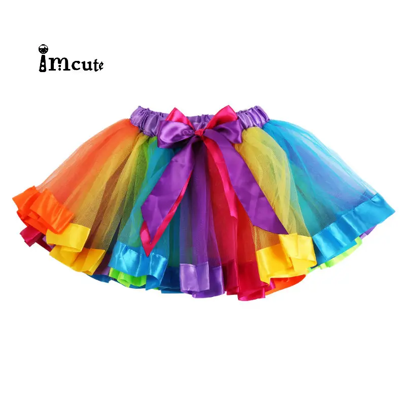 

Fashion 0-8Y Girls Kids Baby Xmas Rainbow Tutu Skirt Party Costume Fancy Tutu Pettiskirt Tulle Mini Skirt