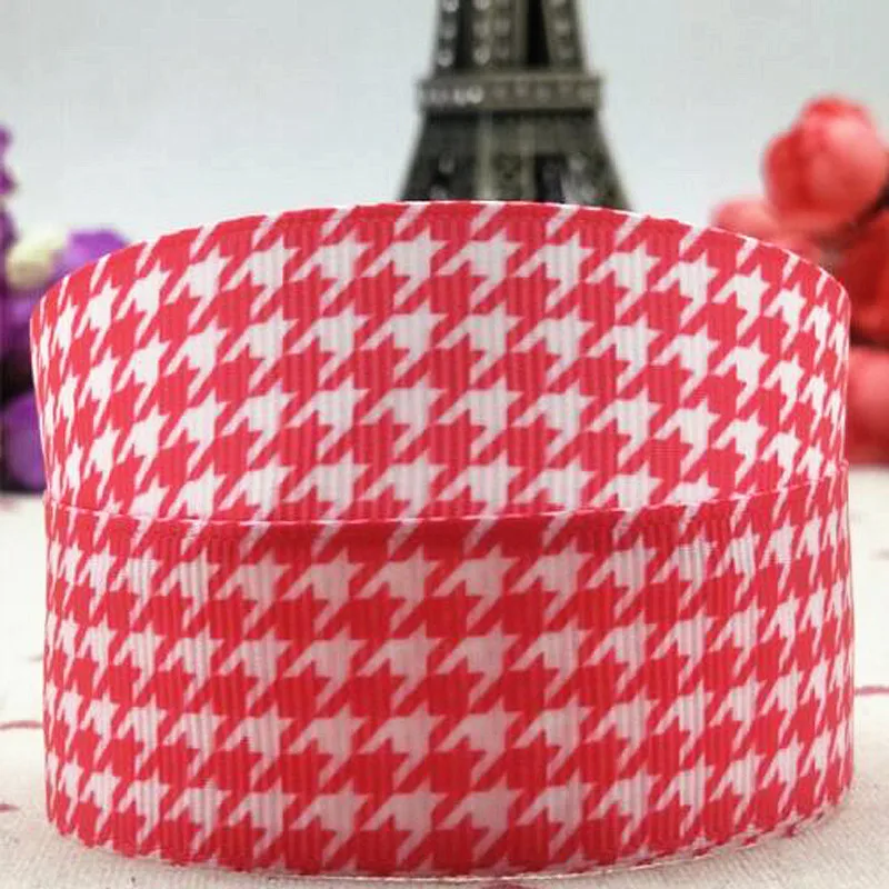 Free delivery of 25mm black and white checked cartoon grosgrain ribbon hand material hair bow New Year decoration 10 yards | Дом и сад