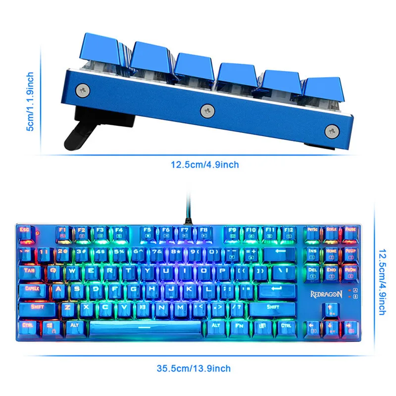 Проводная Механическая клавиатура KuWFi RGB для игр в e-sports мультимедийная