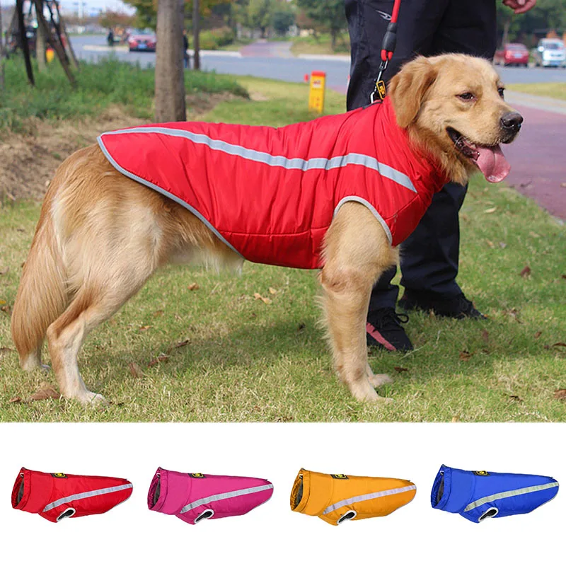 Теплая одежда для больших собак светоотражающая ветрозащитная зимняя куртка