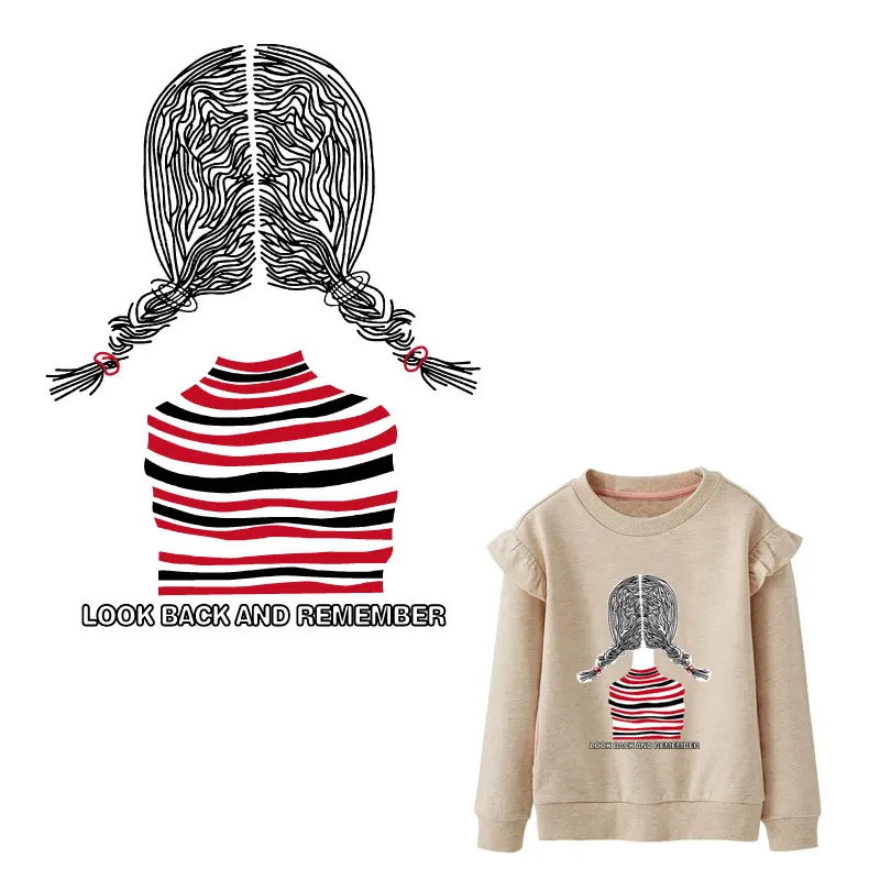 

cartoon girl with pigtail heat tansfer viny for T-shirt iron on patches for clothing thermal sticker transfer thermocollants
