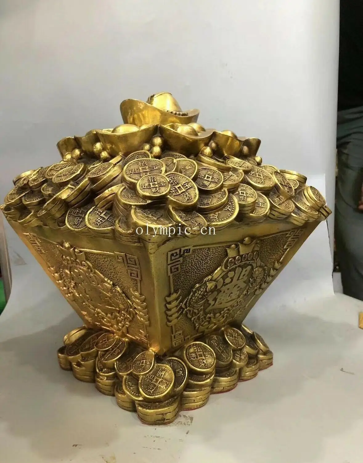 Классическая латунная домашняя статуя богатства fengshui cornucopia 12 дюймов | Дом и сад