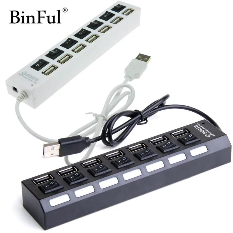 Высокоскоростной мини концентратор BinFul USB 2 0 7 портов переключатель для