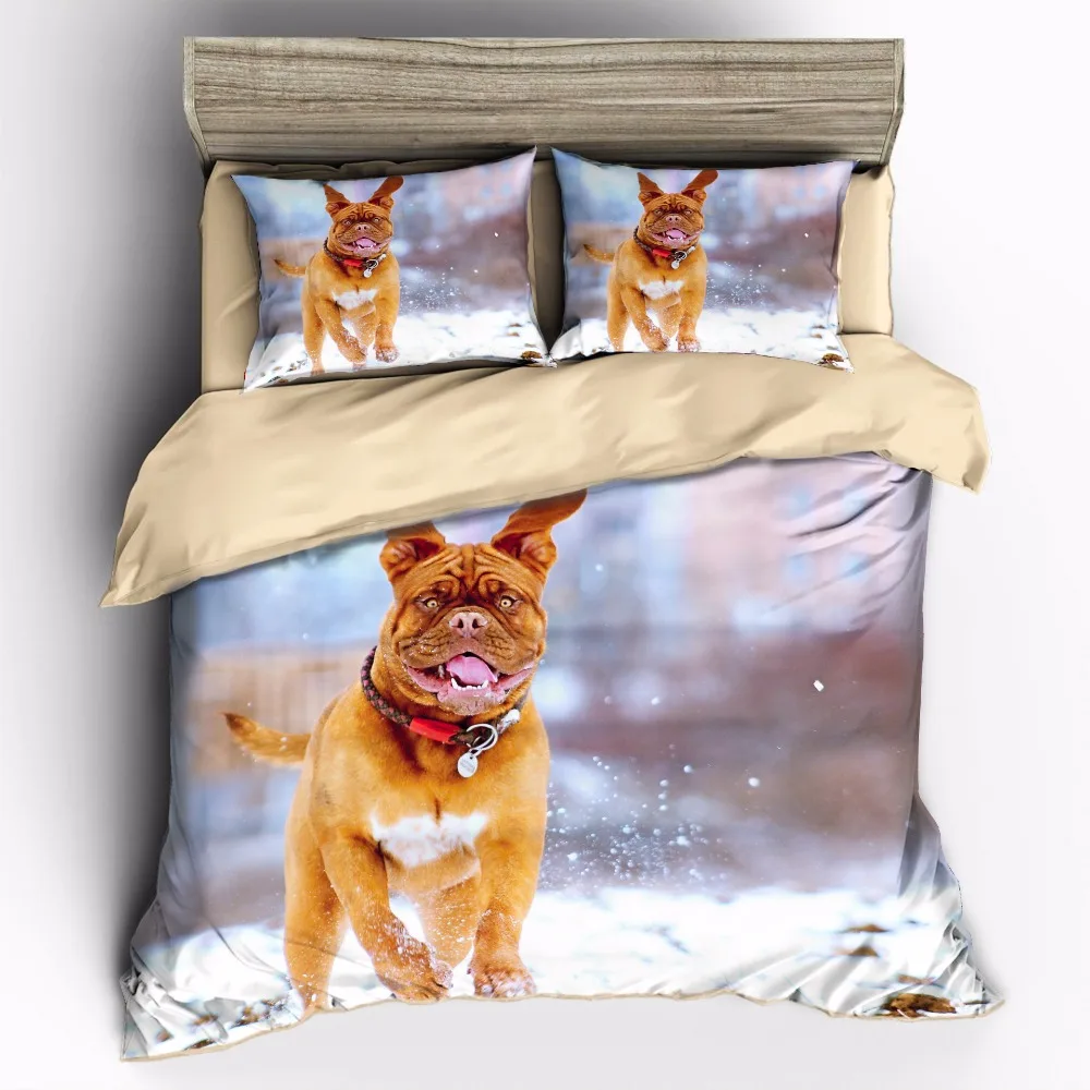 AHSNME фотографии бульдога Бегущего по снегу в качестве пододеяльника домашний