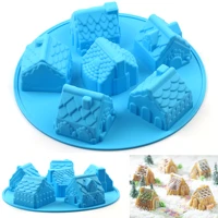 silicone mold soap 6 cavity house shape cake diy for homemade cake soap jelly pudding chocolate silicone muffin christmas new