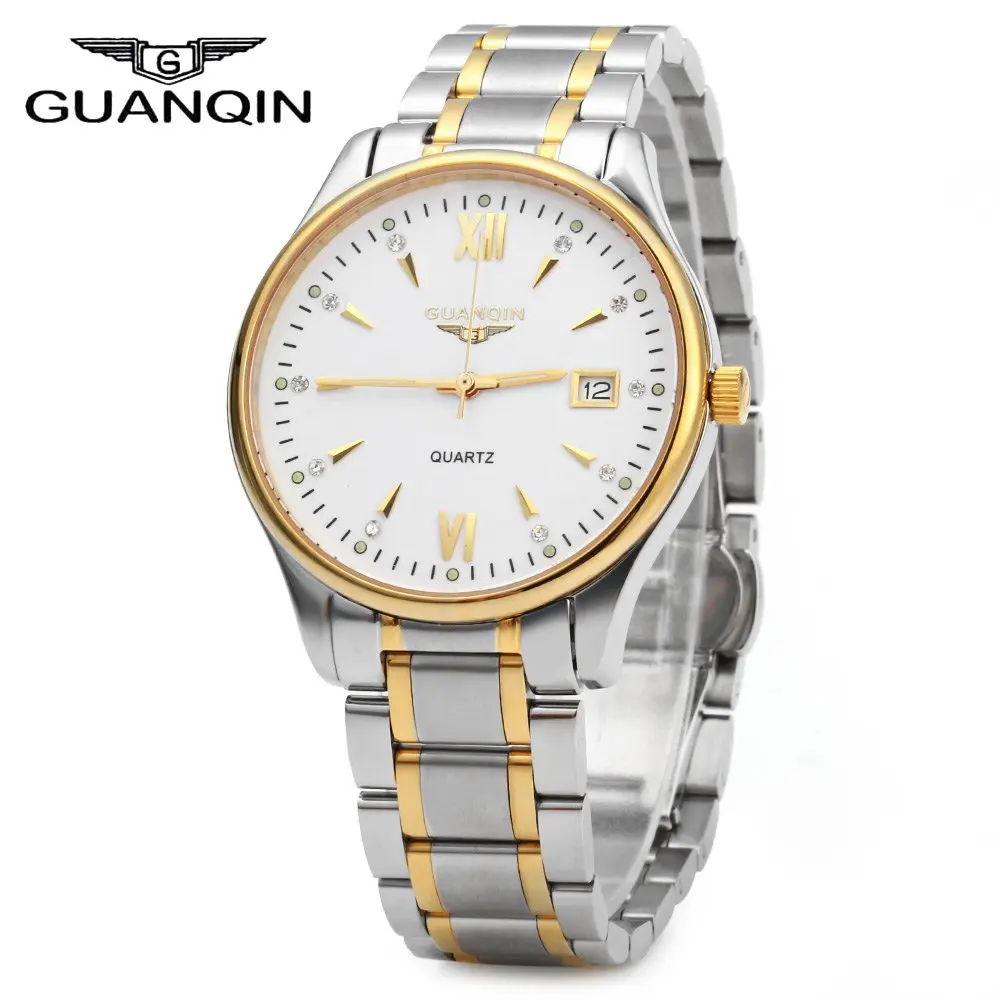 GUANQIN Для мужчин Календари горный хрусталь световой Кварцевые часы с 30 м