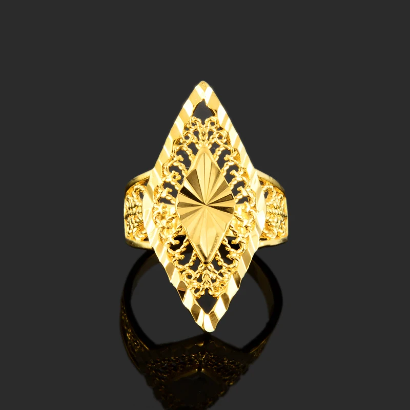Оптовая продажа Роскошное дизайнерское кольцо ромбовидное Золотое цены для