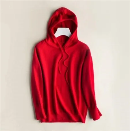 Red GCAROL, осенне-зимний вязаный пуловер для девочек, 30% шерсть, свитер с капюшоном, Яркий Женский вязаный джемпер - Color: Red