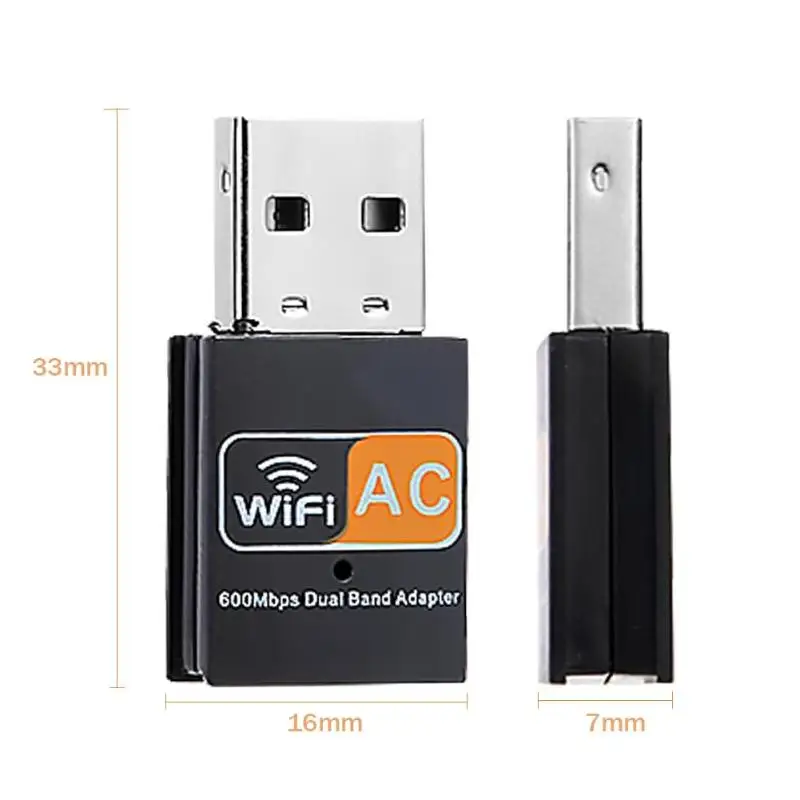 Беспроводной USB WiFi адаптер 600 Мбит/с ПК сетевая карта 2,4+ 5G двухдиапазонный приемник 600 Мбит/с Высокоскоростная передача 11AC Двухчастотная