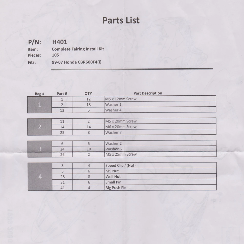 Мотоцикл мотоцикл полный набор обтекатель из нержавеющей стали Болт винтовая