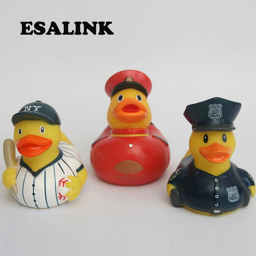 Новинка 3 шт. Детские Игрушки для ванны милые резиновые Бейсбол/Полиция плавающие утки детские игрушки для купания