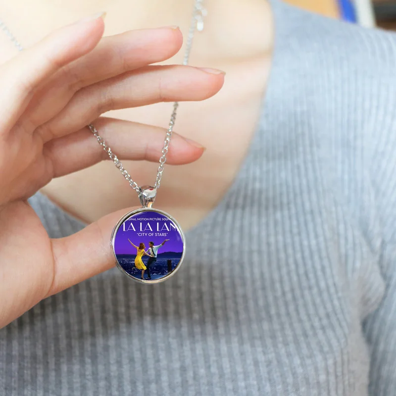 New Fashion Ladies Long Chain LA LAND Necklace Jewelry Glass Cabochon Princess Pendant For Girls CITY OF STARS | Украшения и